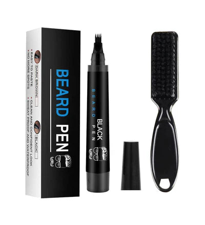 Men's Beard Filler Pen Kit with Brush - Long-Lasting, Waterproof, Alcohol-Free