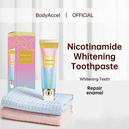 Niacinamide Whitening Toothpaste 100g, Removes Tartar, Removes Stains, Protects Enamel, Whitens Teeth, Gum Care, Strengthens Enamel, Prevents Cavities, Freshens Breath.