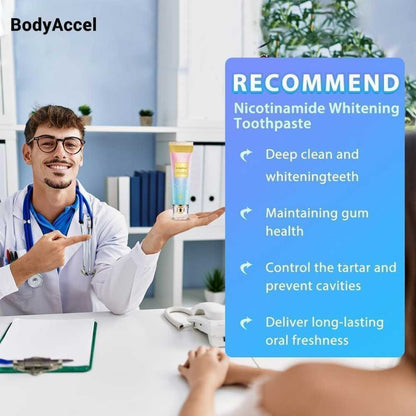 Niacinamide Whitening Toothpaste 100g, Removes Tartar, Removes Stains, Protects Enamel, Whitens Teeth, Gum Care, Strengthens Enamel, Prevents Cavities, Freshens Breath.